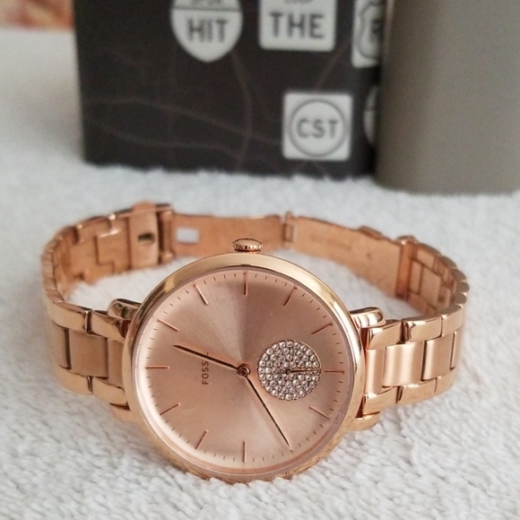 New Fossil Jacqueline Crystal Bracelet Watch - Picture 3 of 7